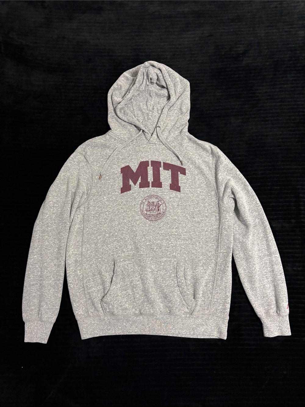 Men’s Gray Hoodie Sz L with Maroon MIT Logo - Classic MIT Collegiate Pullover